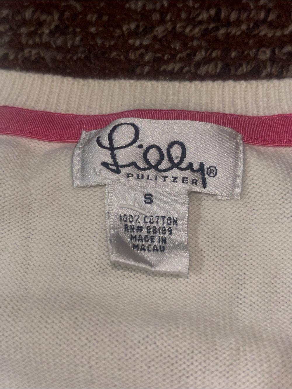 Vintage Lilly Pulitzer cream argyle long sleeve cotton sweater colorful girly S - Picture 6 of 11